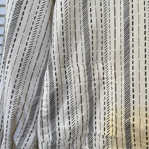 Eley Kishimoto White Black Geometric Blouse Tie Waist Cotton, Size 12 - Picture 3 of 10